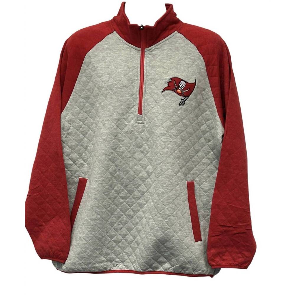 NEW NFL APPAREL men's tampa bay buccaneers 1/4-zip pullover in grey